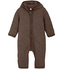 Huttelihut Køredragt - Uldfleece - Brown Melange m. Ører