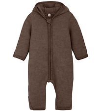 Huttelihut Køredragt - Uldfleece - Brown Melange m. Ører