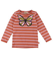 DYR-Cph Bluse - Dyrroar Aob/Strib - Antique  Rose/Swedish Red