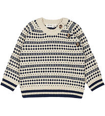 Petit Piao Bluse - Strik - Off White/Deep Cobalt