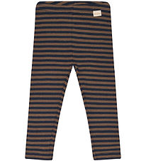 Petit Piao Leggings - Rib - Modal - Chocolate Brown/Indigo Plum