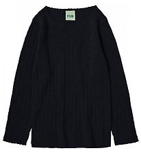 FUB Bluse - Uld - Dark Navy m. Hulmønster