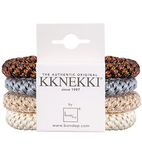 Kknekki Hårelastikker - 4-pak - Beige/Blå/Brun/Glimmer