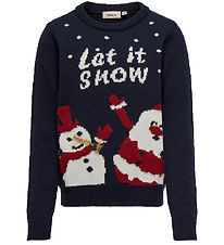 Kids Only Bluse - Strik - KogXmas Happy - Night Sky/Chiliepepper