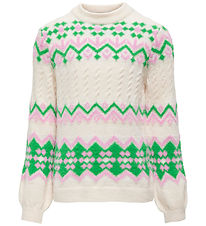 Kids Only Bluse - Strik - KogAnnabelle - Cloud Dancer/Bonbon/Isl