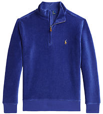 Polo Ralph Lauren Bluse m. Lynlås - Fløjl - Blå