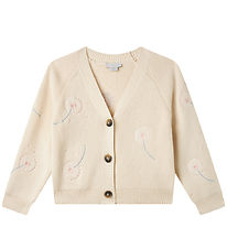 Stella McCartney Kids Cardigan - Strik - Creme med Blomster Stella McCartney Kids Cardigan - Strik - Creme med Blomster