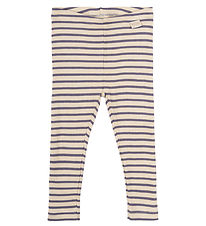 Petit Piao Leggings - Rib - Modal - Dusty Violet/Dark Off White