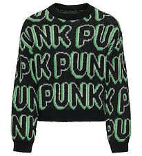 Kids Only  Bluse - Strik - KogPunk - Black/Green Bee/Laurel Gree