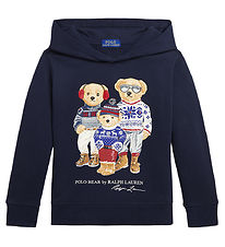 Polo Ralph Lauren Hættetrøje - Navy m. Bamser