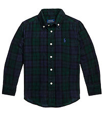 Polo Ralph Lauren Skjorte - Fløjl - Navy/Grønternet