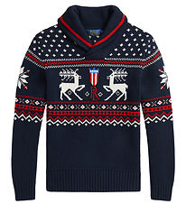 Polo Ralph Lauren Bluse - Bomuld/Uld - Navy m. Mønster