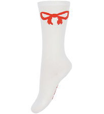 Mini Rodini Knæstrømper - Bow - Offwhite