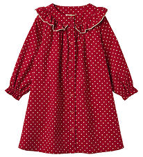 Fliink Kjole - Fløjl - Dolly Dot - Pompeian Red