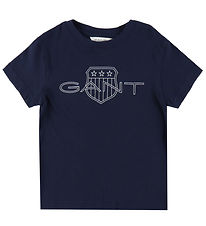 GANT T-shirt - Relaxed Contrast Shield - Evening Blue