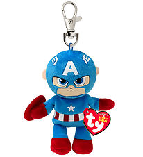 Ty Nøglering m. Bamse - Beanie Babies - 10 cm - Marvel Captain A