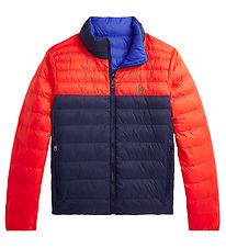 Polo Ralph Lauren Dynejakke - Vendbar - Orange/Navy/Blå
