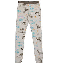 Joha Leggings - Uld/Silke - Beige m. Print