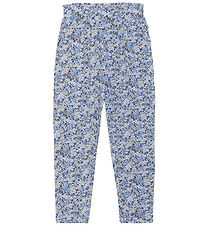 Minymo Bukser - True Blue m. Blomsterprint