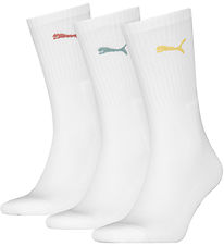 Puma Strømper - 3-pak - Regular Crew - Hvid m. Logoer