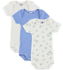 Petit Bateau Body k/æ - 3-pak - Hvid/Blåstribet