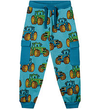 Småfolk Sweatpants - Blue Atol m. Traktorer