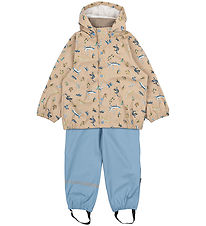 Mikk-Line Regntøj m. Seler - PU - Recycled - Faded Denim m. Magi