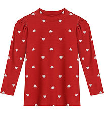 Fliink Bluse - Kelly - Puff - Pompeian Red/Beige Hjerte