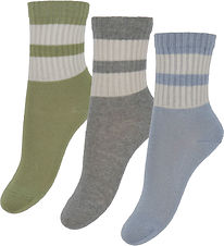 MP Strømper - 3-pak - Anker - Dusty Blue m. Striber