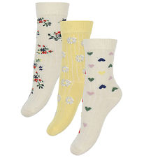 Minipop Strømper - Rib - Bambus - 3-pak - Flower Mix