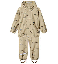 Name it Regntøj m. Seler - PU - NmmDry10 - White Pepper/Small ci