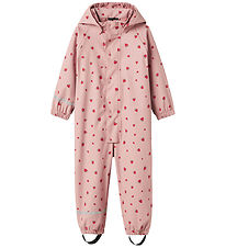 Name It Regndragt m. Fleece - PU - NmfDry10 - Pale Mauve/Strawbe