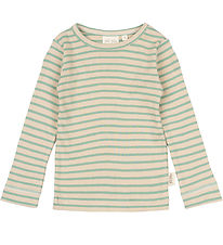 Petit Piao Bluse - Rib - Modal - Granite Green/Dark Off White