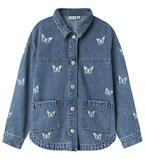 Name It Denimjakke - NkfMandy - Medium Blue Denim/Embroidery But