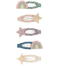 Mimi & Lula Hårspænder - 5-pak - 4 cm - Rainbow & Star Dreamland