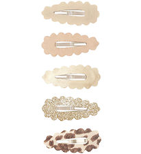 Mimi & Lula Hårspænder - 5-pak - 4 cm - Scalloped Leopard