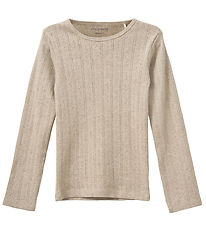 Sofie Schnoor Bluse - PetriciaSY Pointelle - Beige m. Hulmønster