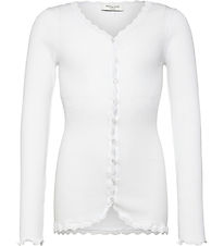 Rosemunde Cardigan - Rib - Balta - New White m. Blonder