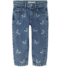 Name It Jeans - Noos - NmfBella - Medium Blue Denim m. Sommerfug