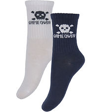 Minymo Strømper - 2-Pak - Dark Navy/Hvid m. Dødningehoved