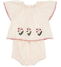 Copenhagen Colors Shortssæt - Dusty Rose W. Cream Stripe W. Berr