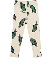 The New Siblings Leggings - Rib - TnstNevi - White Swan /Grøn m.