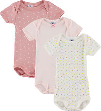 Petit Bateau Body k/æ - 3-pak - Lyserød/Hvid m. Hjerter