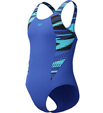 Speedo Badedragt - HyperBoom Splice Muscleback - Blå m. Print