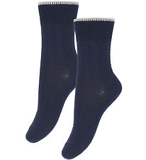 FUB Strømper - 2-pak - Herringbone - Dark Navy