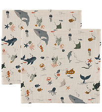 Liewood Stofbleer - 2-pak - 65x65 cm - Lewis - Sea Creature/Sand
