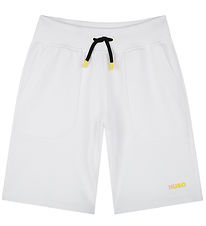 HUGO Sweatshorts - Hvid m. Gul