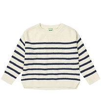 FUB Bluse - Rib - Strik - Ecru/Dark Navy