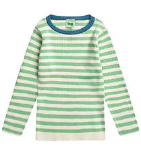 FUB Bluse - Rib - Ecru/Emerald