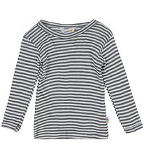 Joha Bluse - Rib - Uld/Silke - Mørkegrå